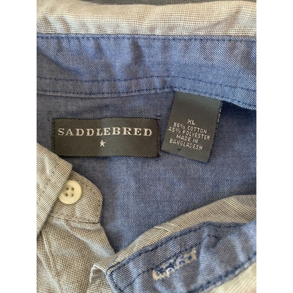 Men's Saddlebred Button-up Long Sleeve Extra large (XL) Blue Dress Shirt - Picture 6 of 7